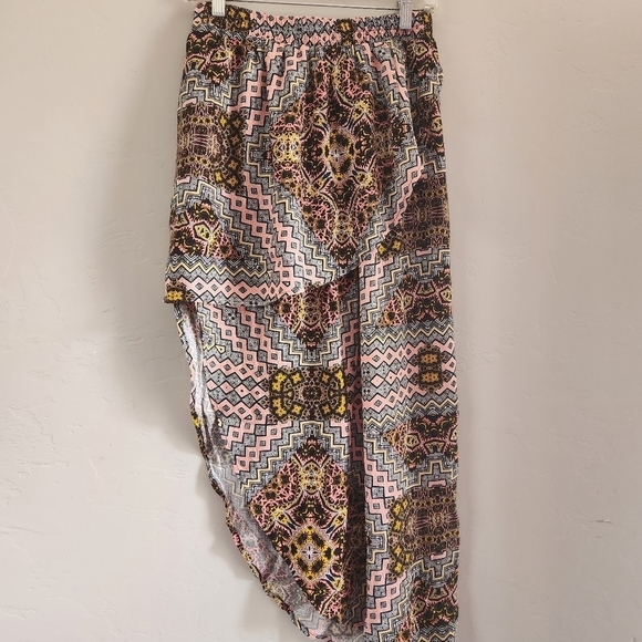 Minkpink Skirt S Asymmetrical Mandala Design Multicolor High Low - Picture 2 of 10